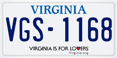 VA license plate VGS1168