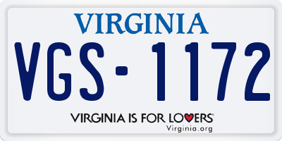 VA license plate VGS1172