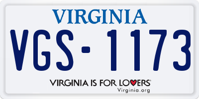 VA license plate VGS1173