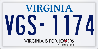 VA license plate VGS1174