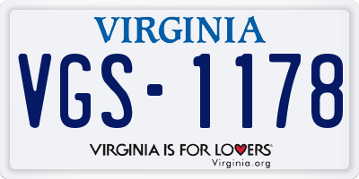 VA license plate VGS1178