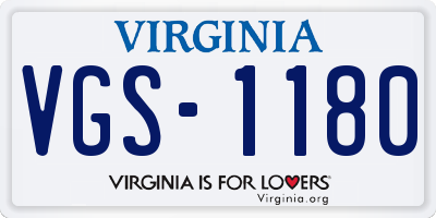 VA license plate VGS1180