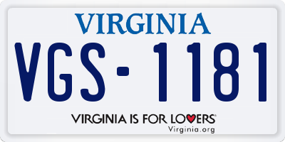 VA license plate VGS1181