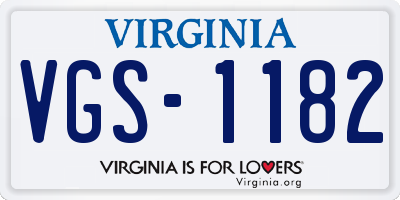 VA license plate VGS1182