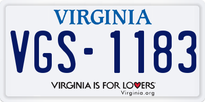 VA license plate VGS1183