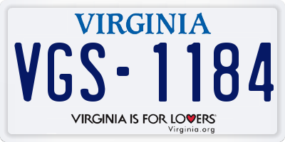 VA license plate VGS1184