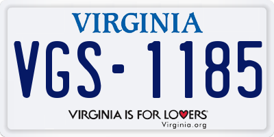 VA license plate VGS1185