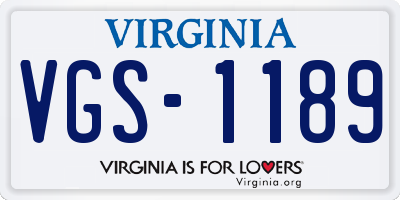 VA license plate VGS1189