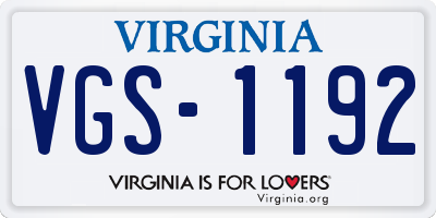 VA license plate VGS1192