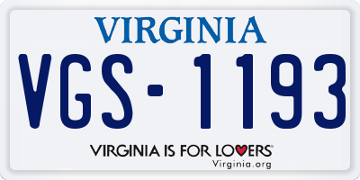 VA license plate VGS1193