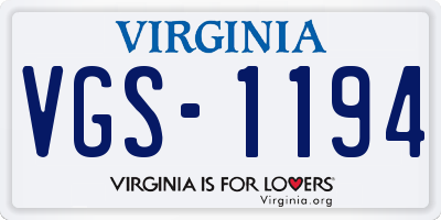 VA license plate VGS1194