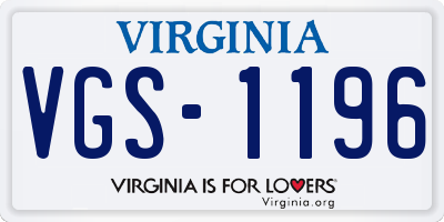 VA license plate VGS1196