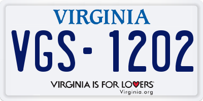 VA license plate VGS1202
