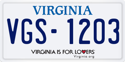 VA license plate VGS1203