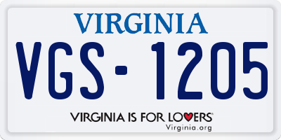 VA license plate VGS1205
