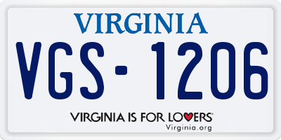 VA license plate VGS1206