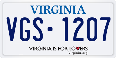 VA license plate VGS1207