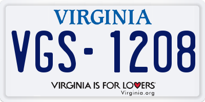 VA license plate VGS1208
