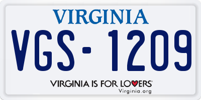 VA license plate VGS1209