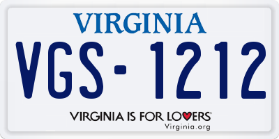 VA license plate VGS1212