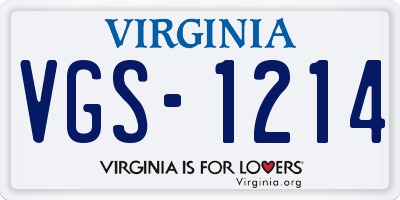 VA license plate VGS1214