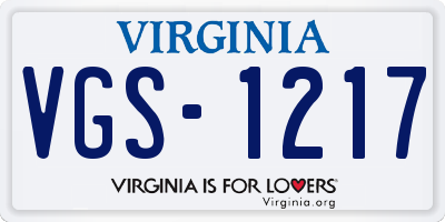 VA license plate VGS1217