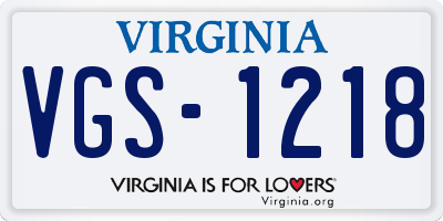 VA license plate VGS1218