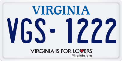 VA license plate VGS1222