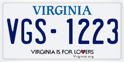 VA license plate VGS1223