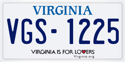 VA license plate VGS1225