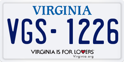 VA license plate VGS1226