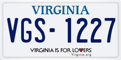 VA license plate VGS1227