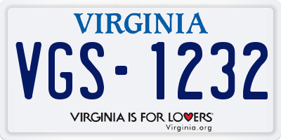 VA license plate VGS1232