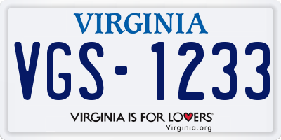 VA license plate VGS1233