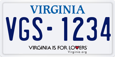 VA license plate VGS1234