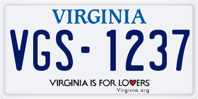 VA license plate VGS1237