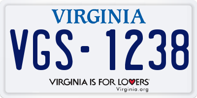 VA license plate VGS1238