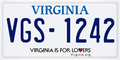 VA license plate VGS1242