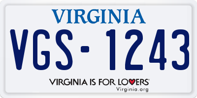 VA license plate VGS1243