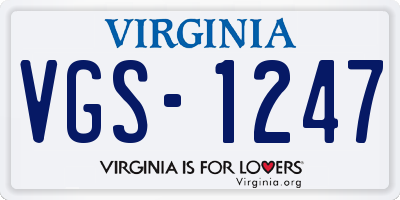 VA license plate VGS1247