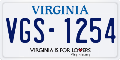 VA license plate VGS1254