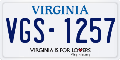 VA license plate VGS1257