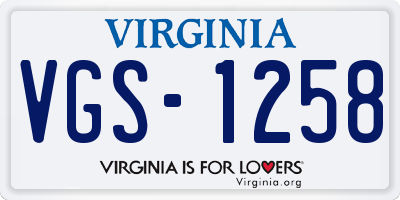 VA license plate VGS1258