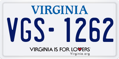 VA license plate VGS1262