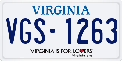 VA license plate VGS1263