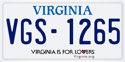 VA license plate VGS1265