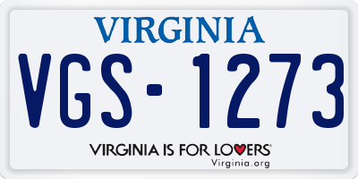 VA license plate VGS1273