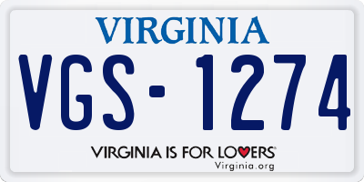 VA license plate VGS1274