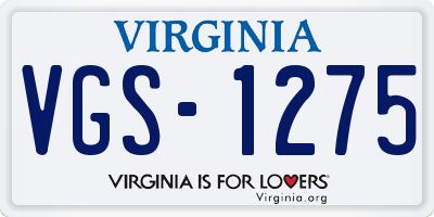 VA license plate VGS1275