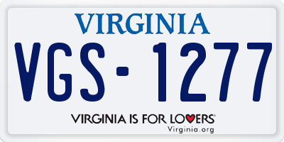 VA license plate VGS1277